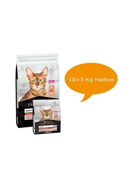 Somonlu ve Pirinçli Yetişkin Kedi Maması 10 kg + 3 kg(KAPALI ORİJİNAL PAKET)