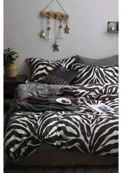 Lastikli Çarşaflı Nevresim Takımı Çift Kişilik Zebra Siyah fiyatları
