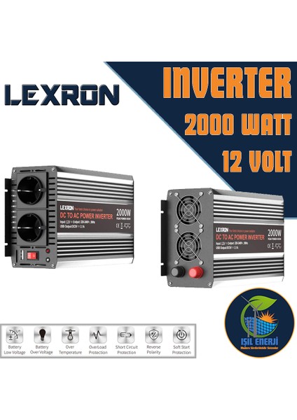 / Carspa - Modifiye Sinus Inverter - 2000 Watt 12 Volt - 2 Kw 12v