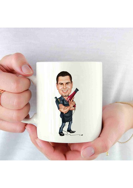 Erkek Kuaförlere Özel Karikatürlü Kupa Bardak