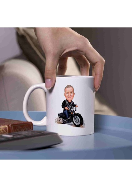 Motorcu Erkeklere Özel Karikatürlü Kupa Bardak