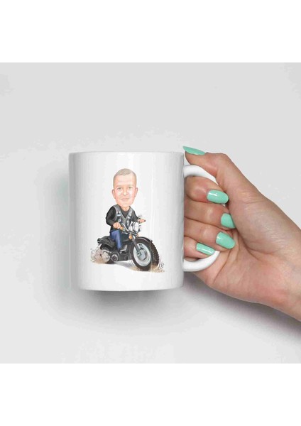Motorcu Erkeklere Özel Karikatürlü Kupa Bardak modelleri