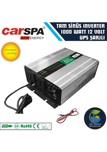 / Lexron Tam Sinus 1000 Watt 12 Volt Ups Şarjlı Inverter - 1000 Watt 12 Volt Ups Charger