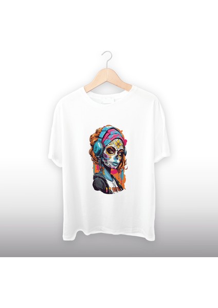 İskelet Kız Detaylı Unisex Tişört