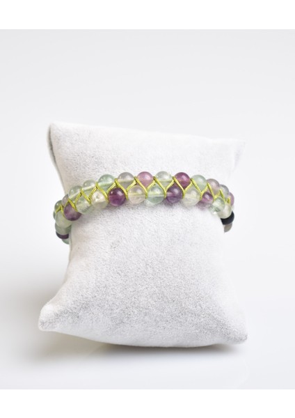 Florit 6mm Çift Sıra Makrome Doğal Taş Bileklik modelleri