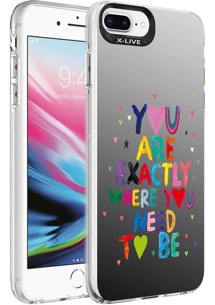Apple iPhone 8 Plus Kılıf Desenli Silver Sert Kapak