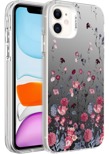Apple iPhone 11 Kılıf Desenli Silver Sert Kapak