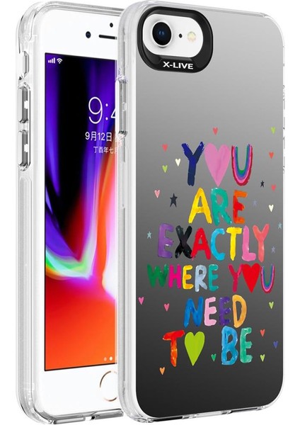 Apple iPhone Se 2020 Kılıf Desenli Silver Sert Kapak