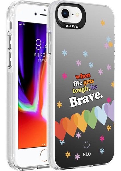 Apple iPhone 7 Kılıf Desenli Silver Sert Kapak