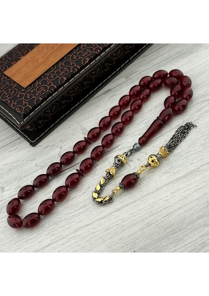 Gümüş Pullu Püsküllü Arpa Kesim Ateş Kehribar Tesbih fiyatları