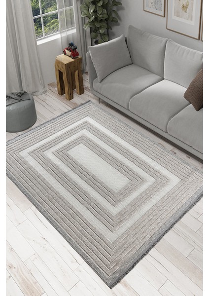 Olivia Bej %100 Polyester Bukleli Dokuma Makine Halısı Oturma Odası Salon Mutfak Halısı 80 x 300