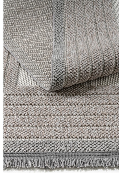 Olivia Bej %100 Polyester Bukleli Dokuma Makine Halısı Oturma Odası Salon Mutfak Halısı 80 x 300