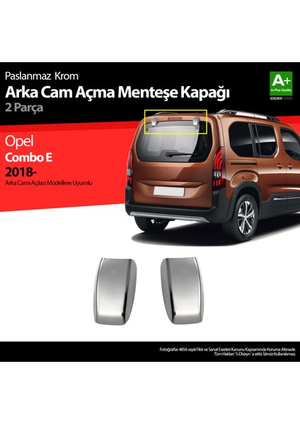 Peugeot Rifter Krom Arka Cam Açma Menteşe Kapağı 2 Prç 2019 Üzeri A+ Kalite