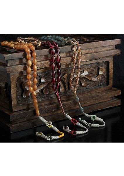 Bafon Kazaz Püsküllü 3 Lü Kehribar Tesbih Seti