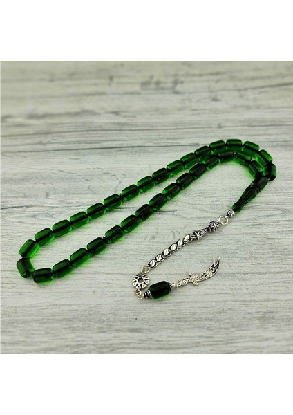 925 Ayar Gümüş Püsküllü Kapsül Kesim Ateş Kehribar Tesbih fiyatları