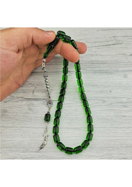 925 Ayar Gümüş Püsküllü Kapsül Kesim Ateş Kehribar Tesbih modelleri