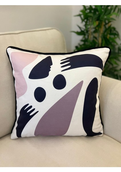 Tuğçe Demir Home Desıgn Geometrik Kadın Desen Dekoratif Kırlent Kılıfı 43X43