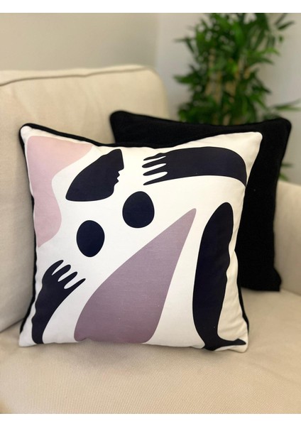 Tuğçe Demir Home Desıgn Geometrik Kadın Desen Dekoratif Kırlent Kılıfı 43X43 modelleri