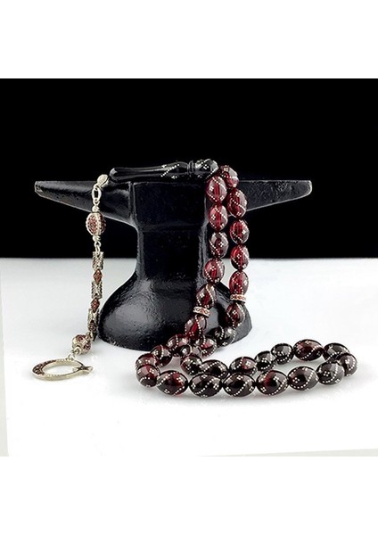 Zirkon Taş Püsküllü Gümüş Işlemeli Ay Yıldız Model Ateş Kehribar Tesbih fırsatları