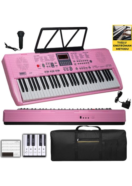 PS-1800PK 61 Tuşlu Kaliteli Org Dijital Ekranlı Çanta Notalık Adaptör Sticker Öğrenim Metodu
