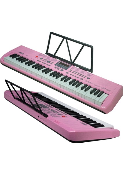 PS-1800PK-SET 61 Tuşlu Kaliteli Pembe Org Dijital Ekran stand Kulaklık Çanta Notalık Adaptör Sticker metod fırsatları