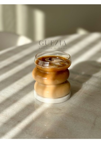 Asimetrik Şerit Stil Iskandinav Bardak | Kahve ve Sunum Kokteyl Bardağı | 450 ml | 1 Adet