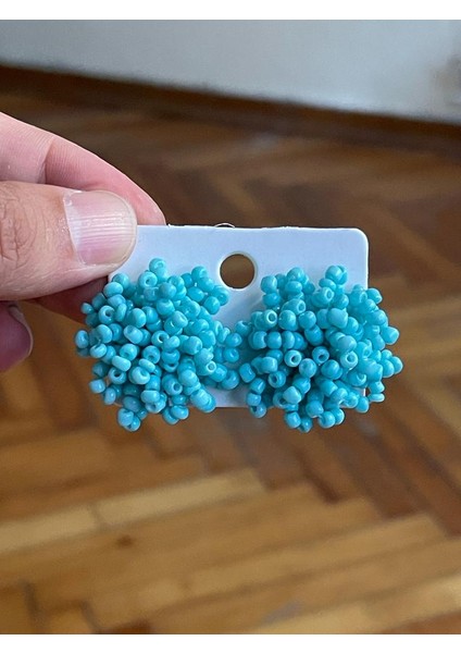 El Yapımı Sık Dokumalı Kum Boncuk Şık Top Küpe fiyatları