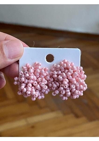 El Yapımı Sık Dokumalı Kum Boncuk Şık Top Küpe fiyatları