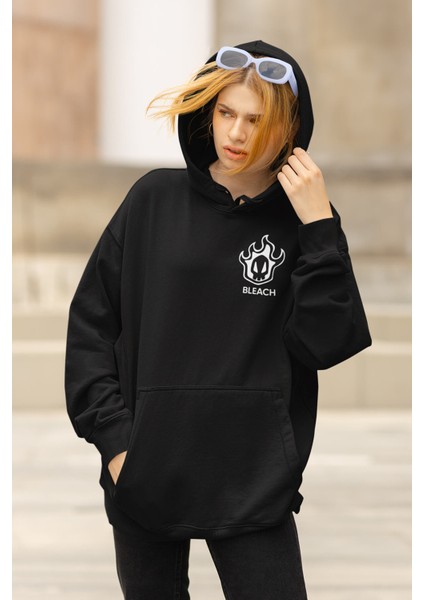 Anime Bleach Ichigo Ön Arka Baskılı Kapşonlu Sweatshirt