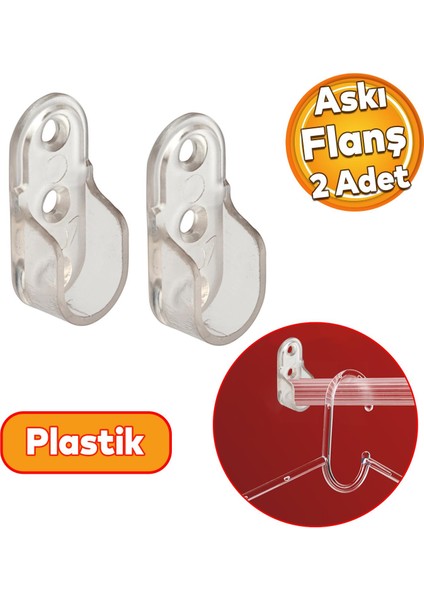 Oval Boru Askı Flanşı Dolap Elbise Askı Asma Aparatı Elemanı Plastik Aparat 45 mm (2 Adet)