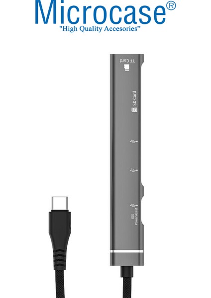 USB 3.0 Type-C 5in1 Port Çoklayıcı Hub Alüminyum Slim Kasa - AL4123