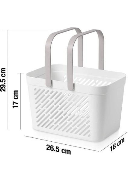 Düzenleyici Beyaz 1 Adet Sepet, Duş Sepeti, Organizer, Dolap Düzenleyici, Deterjanlık , Şampuanlık