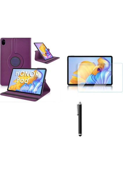 Huawei Honor X9 11.5' Kılıf Set 360 Derece Dönen Standlı Deri Kılıf Ekran Koruyucu Kalem