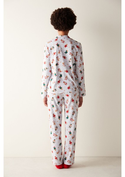 Gingerbread Uzun Kollu Gömlek Gri Pijama Takımı
