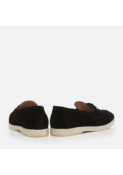 Hakiki Deri Siyah Kadın Loafer