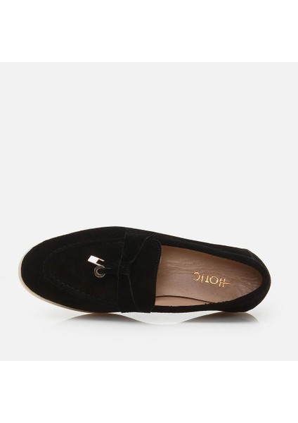 Hakiki Deri Siyah Kadın Loafer