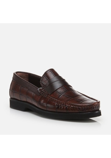 02AYH273800A480 Hakiki Deri Kahve Erkek Loafer