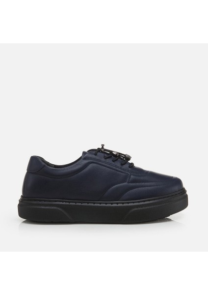 01AYH276830A680 Hakiki Deri Lacivert Kadın Spor Ayakkabı