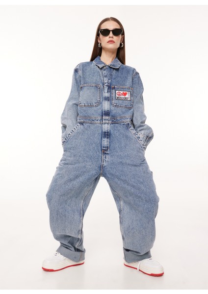 Jeans Düz Mavi Kadın Tulum A0404