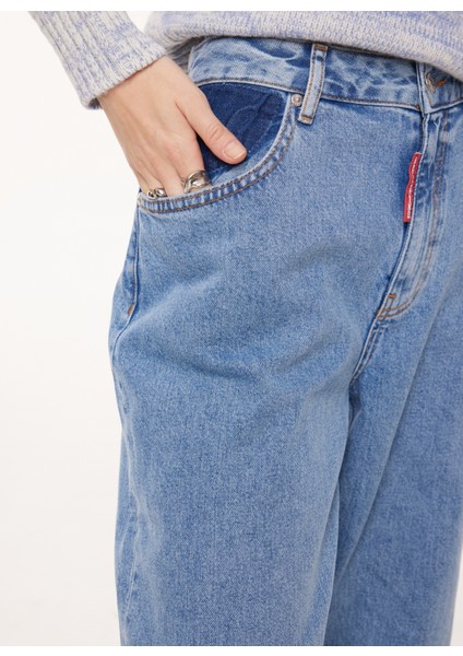 Yüksek Bel Düz Paça Normal Indigo Kadın Pantolon A0336 fırsatları