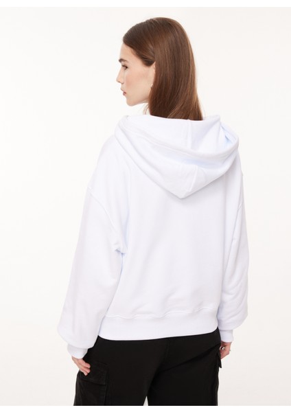 Jeans Kapüşon Yaka Düz Siyah Kadın Sweatshırt A1712