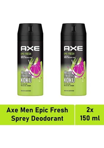 Axe Epic Fresh Erkek Deodorant ve Vücut Spreyi 150 ml x 2 Adet