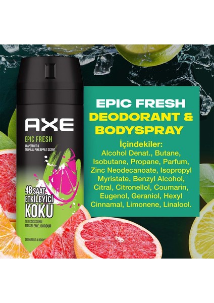 Axe Epic Fresh Erkek Deodorant ve Vücut Spreyi 150 ml x 2 Adet modelleri