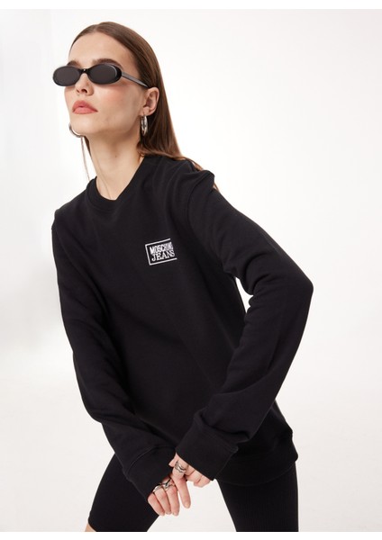 Jeans Bisiklet Yaka Düz Siyah Kadın Sweatshırt A1713 fiyatları