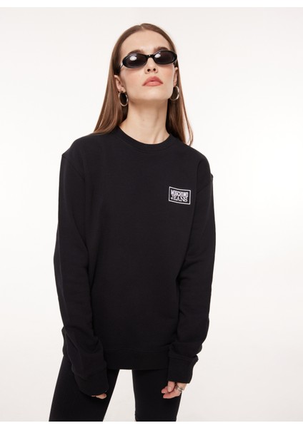 Jeans Bisiklet Yaka Düz Siyah Kadın Sweatshırt A1713 modelleri