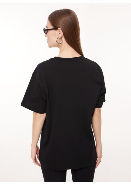 Bisiklet Yaka Düz Siyah Kadın T-Shirt A0709 indirimleri