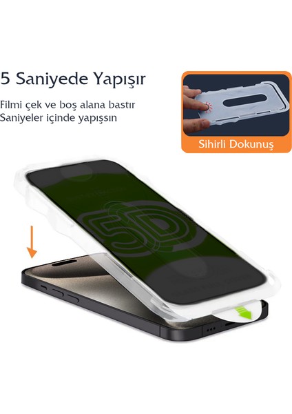 Apple iPhone 13 Ekran Koruyucu Privacy Hayalet Tam Kaplayan Temperli Cam
