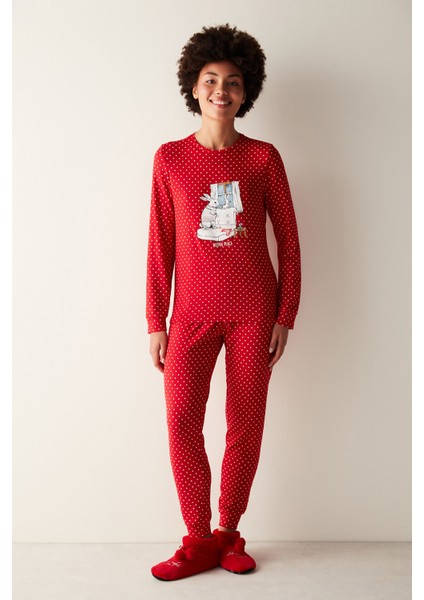 Hidden Palace Termal Kırmızı Pijama Takımı