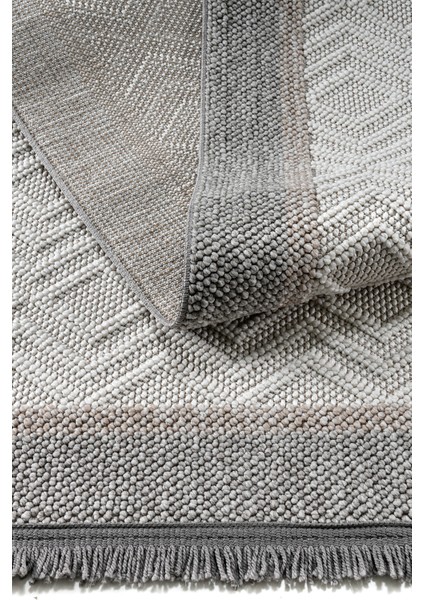 Olivia Krem Gri %100 Polyester Bukleli Dokuma Makine Halısı Oturma Odası Salon Mutfak Halısı 120 x 170 indirimleri