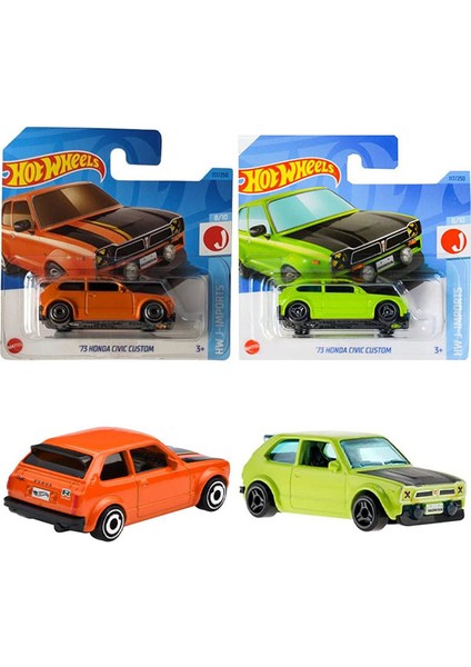 '73 Honda Civic Custom Yeşil & Turuncu 2 Araç Set (1:64)